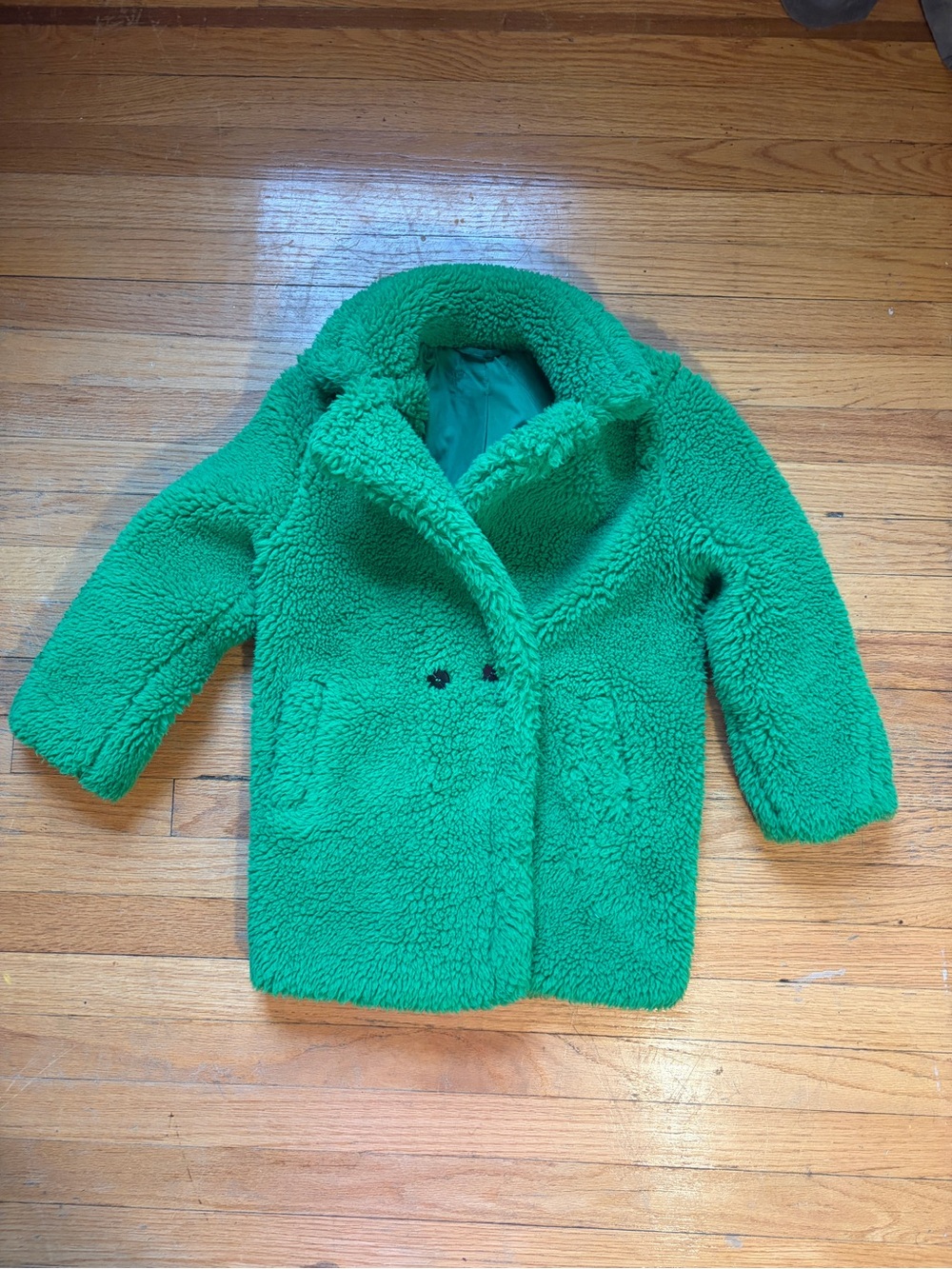 AKIRA Bright Green Faux-Sherpa Coat for Kids